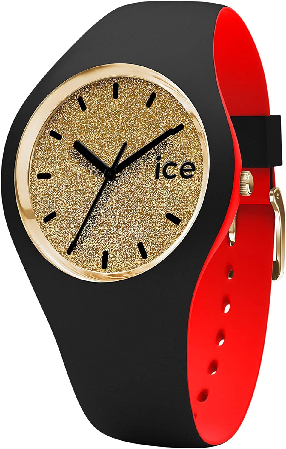 Ice-Watch ICE Loulou Gold Glitter Orologio Nero da Donna con Cinturino in Silicone, 007238 (Medium)
