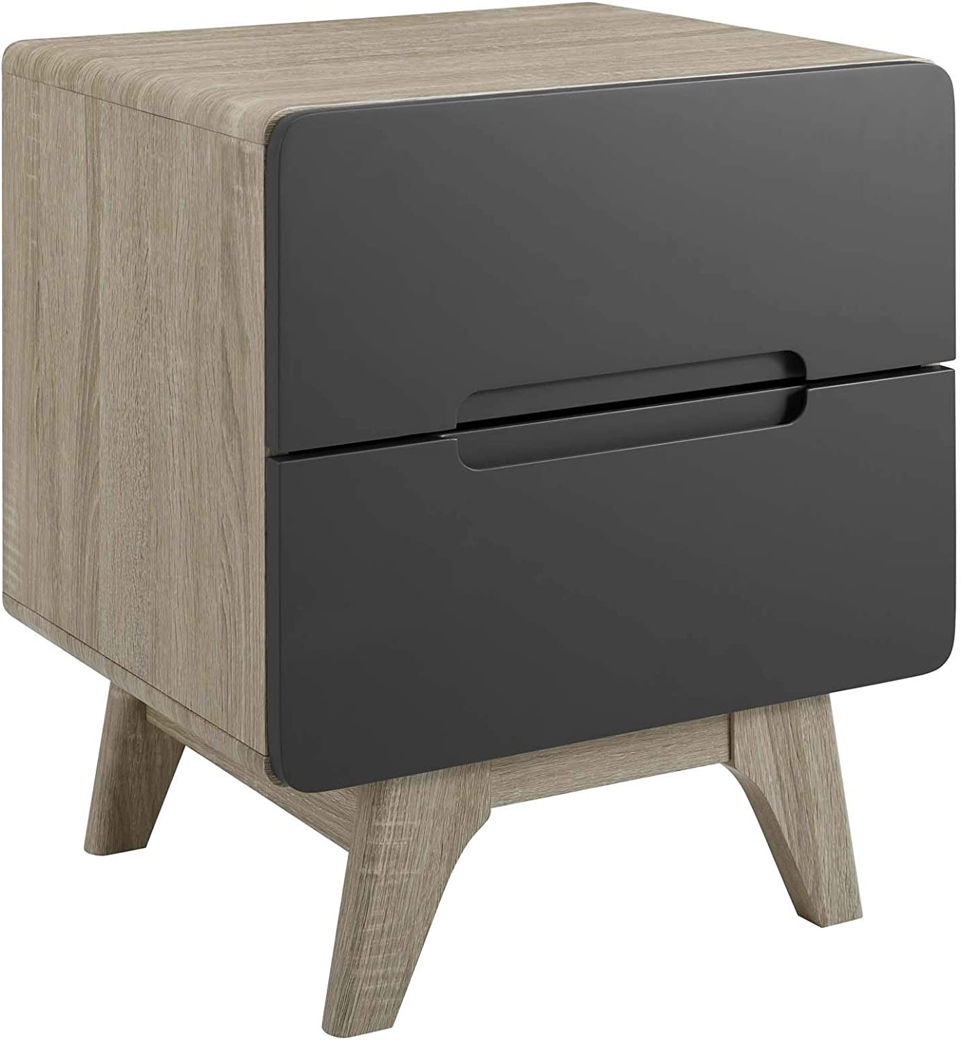 Modway Origin – Comodino moderno a 2 cassetti per camera da letto, stile contemporaneo, metà secolo, grigio naturale