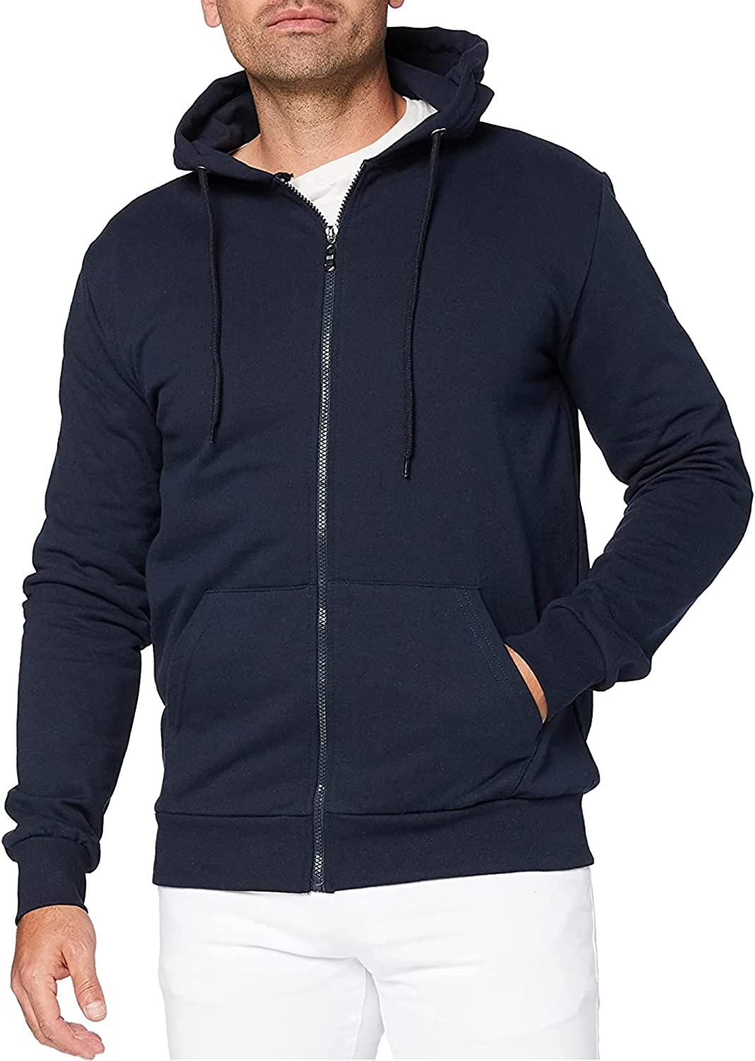 FM London Hyfresh, Felpa da Uomo con Cappuccio e Zip e Fodera in Pile (Navy 12)
