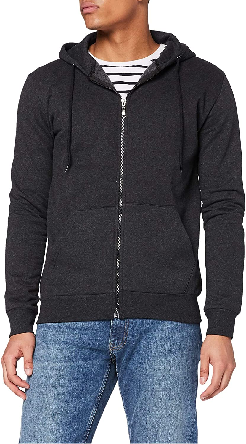 FM London Hyfresh, Felpa da Uomo con Cappuccio e Zip e Fodera in Pile Marfil (Charcoal 22)