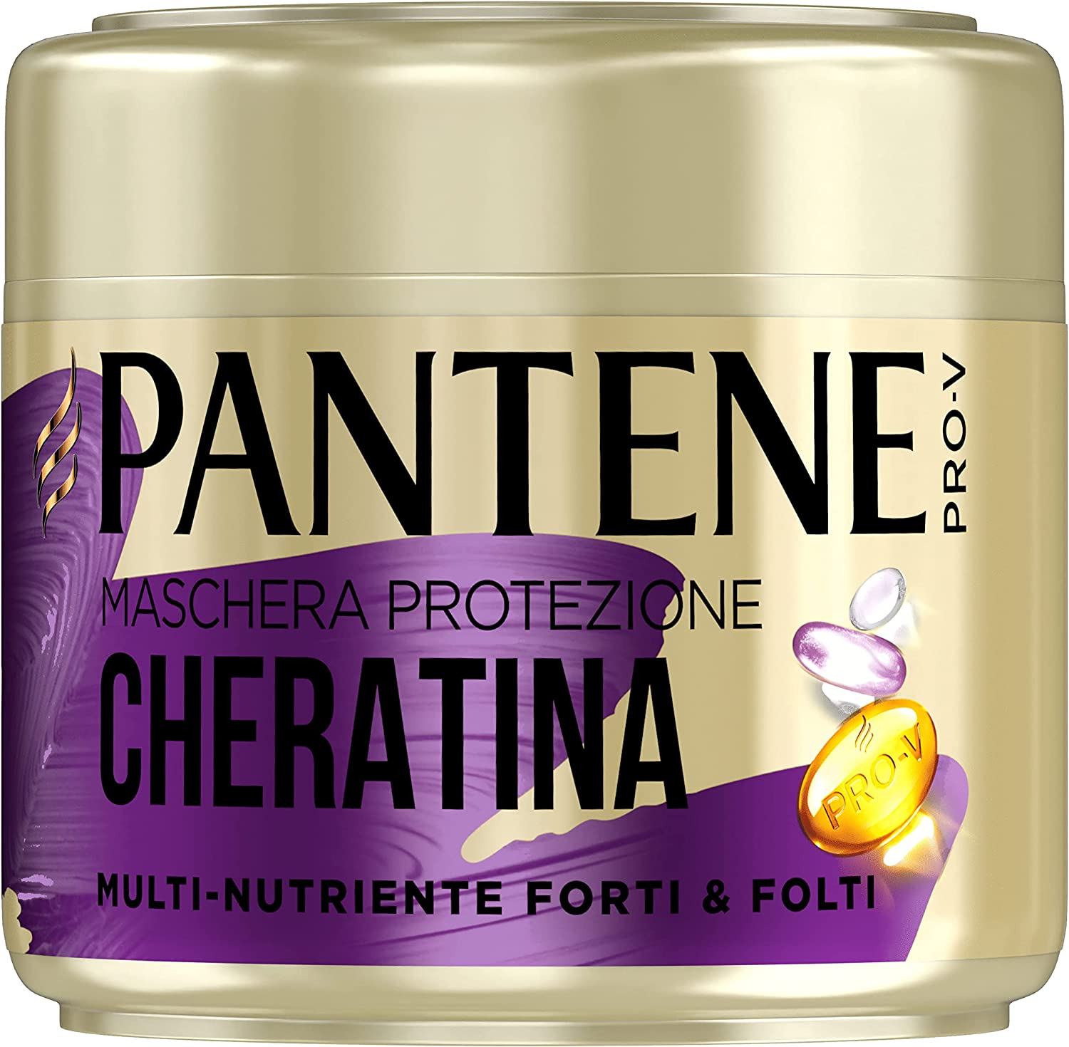 Pantene Pro-V Maschera Multi-Nutriente, Protezione Cheratina, per Capelli Deboli, danneggiati, Capelli Forti contro i Danni da Styling in 1 Uso, 300ML