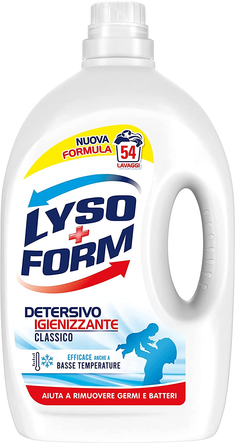Lysoform, Detersivo Igienizzante Classico, Detersivo Liquido Lavatrice per una Pulizia Profonda e Pulito Sicuro, Capi Bianchi Brillanti, Profumazione Classica, Confezione da 54 Lavaggi