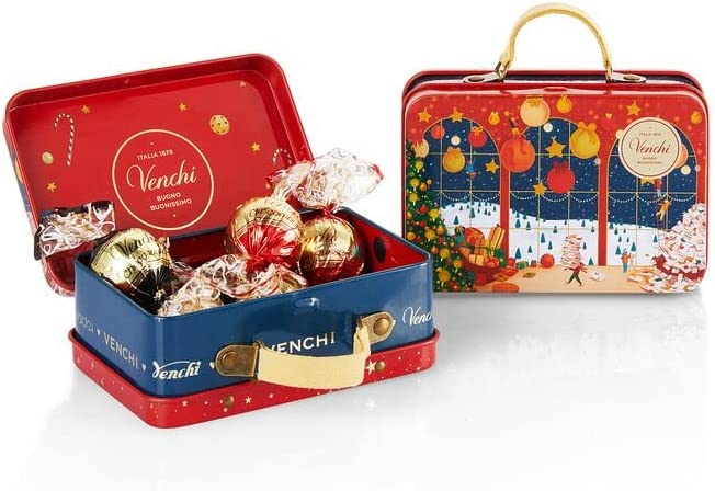 Venchi – Mini Valigetta Rossa Natale con Cioccolatini Chocomousse Fondenti e al Latte, 60g – Idea Regalo – Senza Glutine