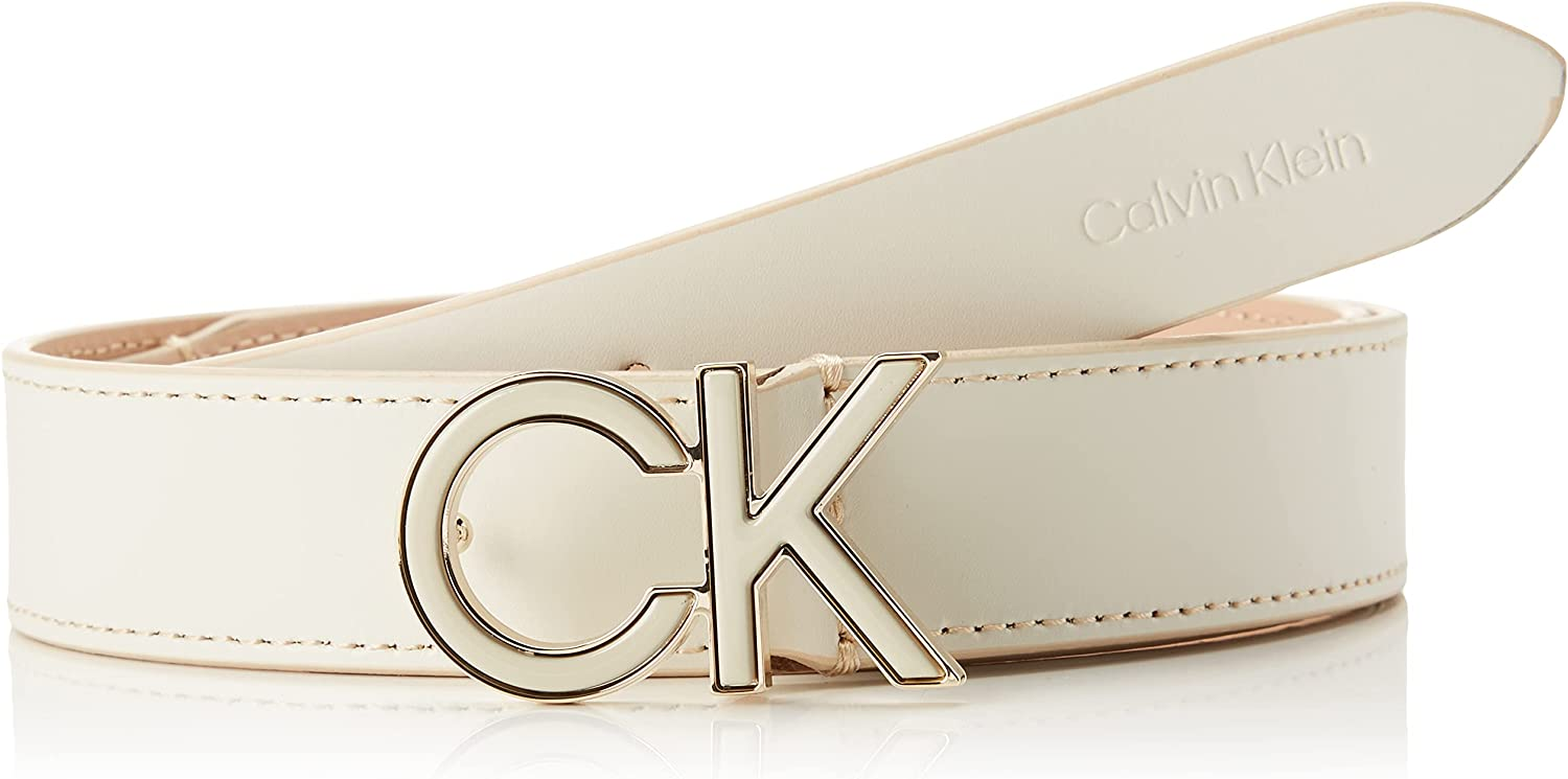 Calvin Klein RE-Lock SAFF CK 3CM Belt RIBLOCCARE, Ecru, Donna