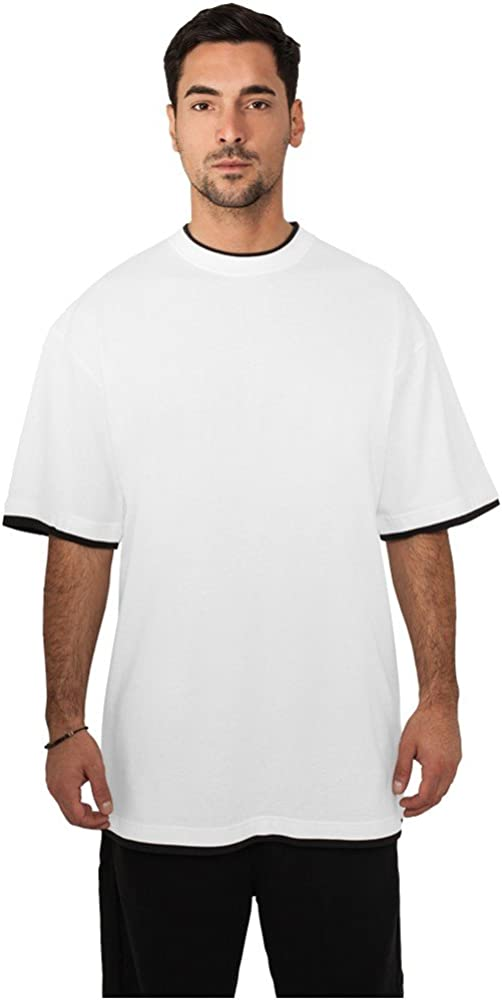 Urban Classics Contrast Tall Tee, Maglia Uomo, Bianco (Wht/Blk), L