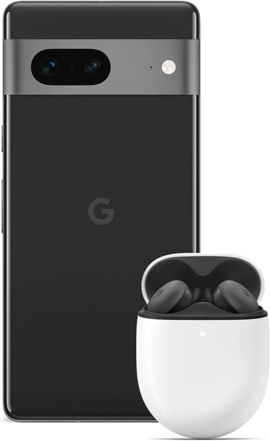 Google Pixel 7 – Smartphone 5G Android Libre con Objetivo Gran Angular y batería de 24 Horas de duración – 128GB, Obsidiana + Pixel Buds A-Series, Carbón