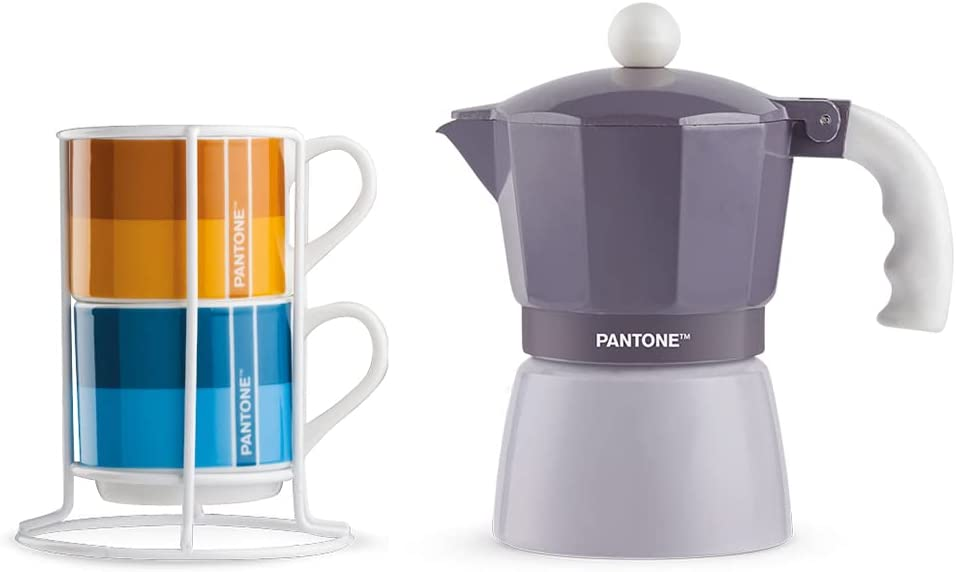 Egan Set 2 Tazze Caffè Impil. Con Metalrack Pantone Linear Moka Viola 3 Tazzine - Foto 5