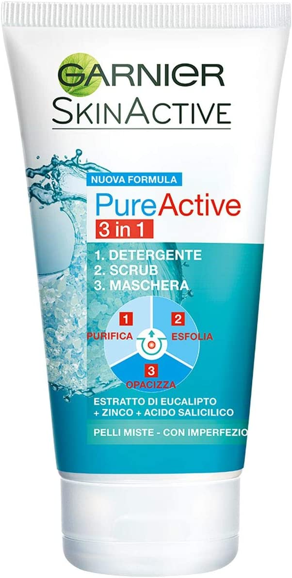 Garnier Skin Active Pure Active 3in1 Argilla, Pelli Miste Con