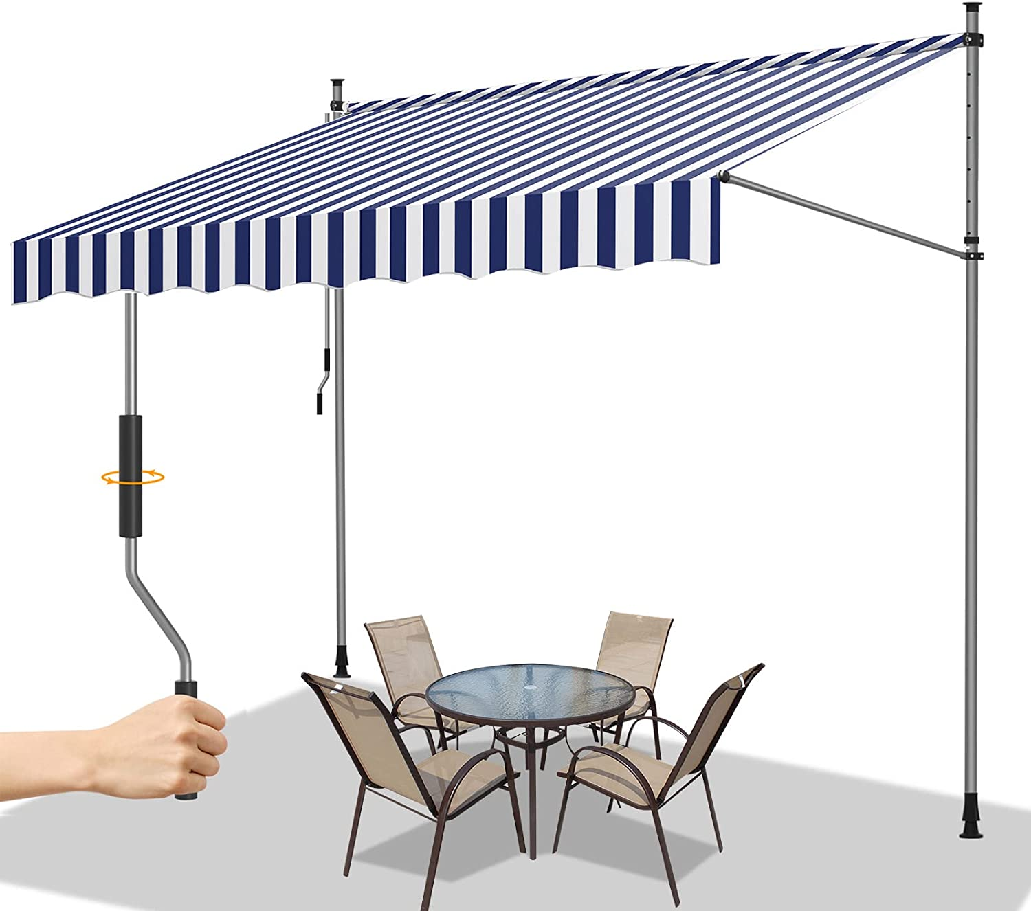 Tenda Da Sole A Morsetto Gimisgu - Retrattile Manuale, 400x120cm, Regolabile In Altezza, Idrorepellente - Foto 10