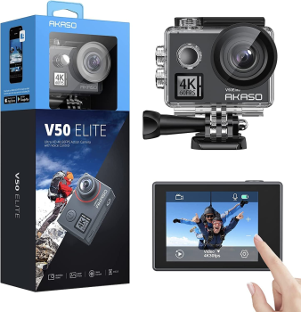 AKASO V50 Elite Native 4K/60fps 20MP Ultra HD 4K Action Camera Sport WiFi Touch Screen Voice Control EIS 40m Waterproof Camera  (MC6)(1U54)