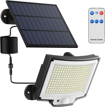 Luce Solare Esterna LED Con 2 Sensori Movimento - 296 LED, 3500LM, 7000K, 3 Modalità, Telecomando, IP65 - Foto 12