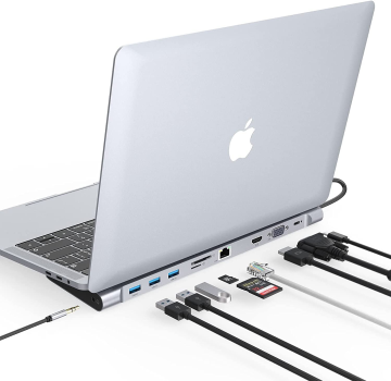 Dockingstation USB C, USB C Dock Dual Monitor, 4K HDMI, DP, VGA Multiport Display voor Laptop Hub, Ethernet, 3 USB A, SD/TF, PD, Audio voor Dell/HP/Lenovo/MacBook Pro/Thunderbolt 3 Laptop